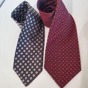 ROBERT TALBOTT NORDSTROM Lot Of 2 100% Silk Neck Ties Hand Sewn USA Multi-Color